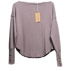 Project Social Boatneck Woman’s Mauve Long Sleeved Tee S